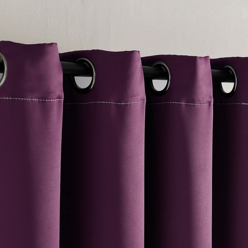Alexander Color Block Light Filtering Window Curtain Panels Purple/Gray 52X84 Set, 2 of 6