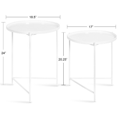 Modern Geometric White Round Metal Nesting Tables Set