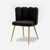 Barbara Contemporary Velvet Vanity Stool for Makeup Room, Moden Accent Side Chairs for Living Room with Shell Back and Golden Metal Legs | ARTFUL LIVING DESIGN - 2 of 4