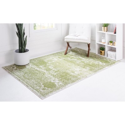 Green Geometric 9' x 12' Synthetic Easy Care Area Rug