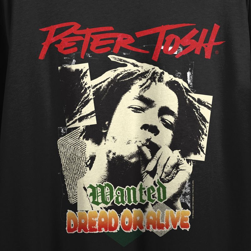 Peter Tosh Wanted Dead Or Alive Collage Art Crew Neck Short Sleeve Black Women's Crop Top, 2 of 3