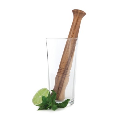 Acacia Wood Cocktail Muddler with Jute Storage Pouch