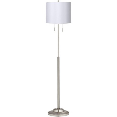 360 Lighting Modern Floor Lamp Brushed Nickel White Hardback Drum Shade for Living Room Reading Bedroom Office