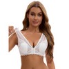 INSPIRE CHIC Women's Deep V Neck Lace Sheer Front Closure Wirefree Tank Back Training Plunge Bras - 4 of 4