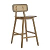 Sapphtopaz Modern Wooden Bar Stools Set of 2 with Ratten Back Wooden Curved Seat Counter Height Stools with Footrest High Chair for Dining Room - 2 of 4