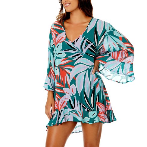 Anne Cole - Women's Tropical Flounce Tunic Coverup-xl/xxl : Target