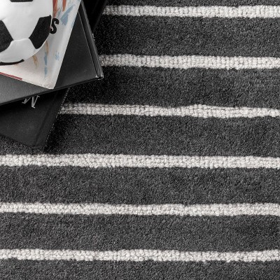 Charcoal Stripe 8' x 10' Hand-Tufted Wool Area Rug