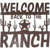 5 Star Super Deals Rustic Western Welcome To The Ranch Sign Weatherproof Metal Wall Art with Cactus/Star Design for Ranches and Outdoor Decor, 20x18 - 2 of 3