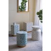 Kumasinova 14x14x18" Decorative Round Accent End Table,2-In-1 MDF Stool with Blue&White Capiz Design&Gold Pedestal Base for Living Room - 4 of 4