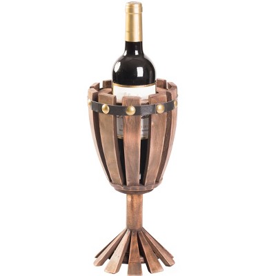 Vintiquewise Wooden Wine Goblet Shaped Vintage Decorative Single Bottle Wine Holder