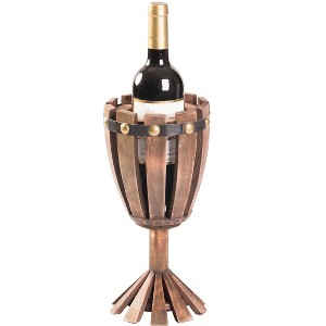 Vintiquewise Wooden Wine Goblet Shaped Vintage Decorative Single Bottle Wine Holder - 1 of 4