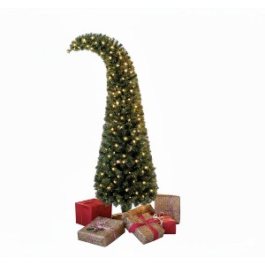 5 ft Prelit Christmas Tree, Whimsical Xmas Tree Slim High Mountain Fir with 100 LEDs and Metal Stand, Green - 1 of 4
