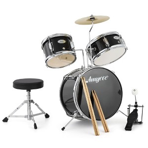 3-Piece Kids Drum Set with Cymbal, Stool & Pedal - Complete Beginner Musical Instrument for Boys and Girls - 1 of 4