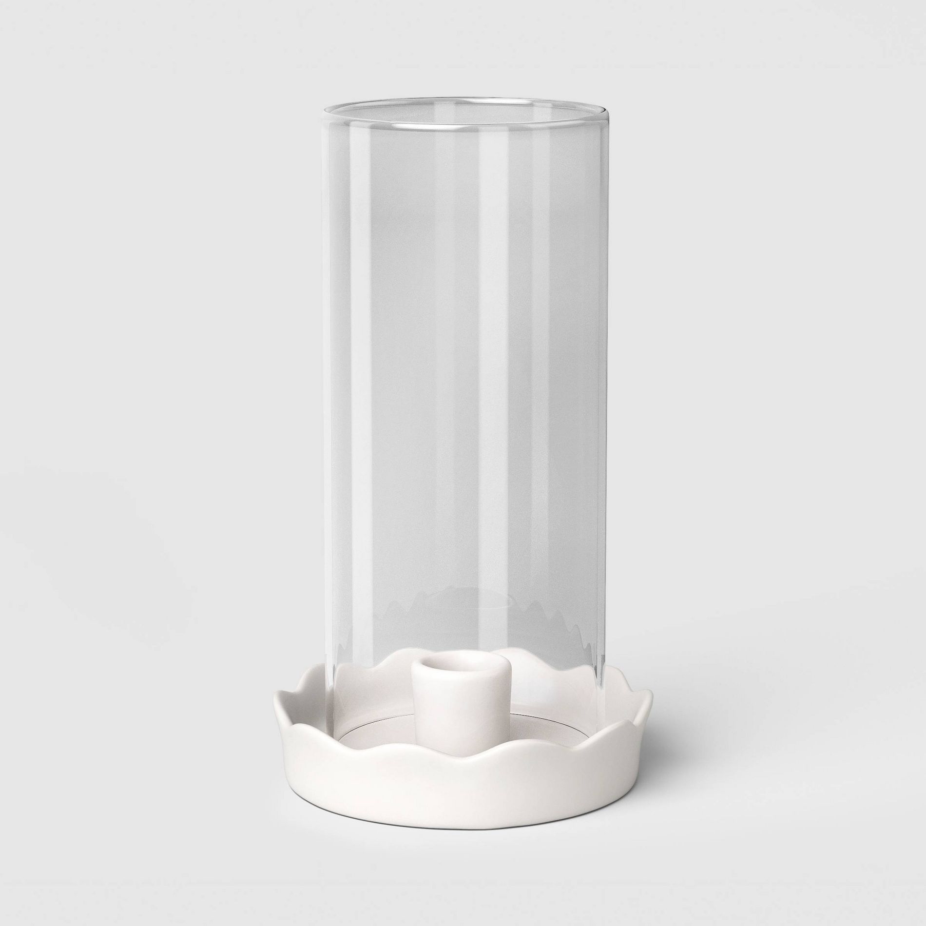 Scalloped Ceramic and Glass Hurricane Taper Candle Holder - Room Essentials™