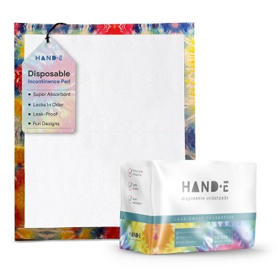 Hand-E Tie Dye Disposable Underpads, Leak proof Incontinence Bed Pads 23" x 36"