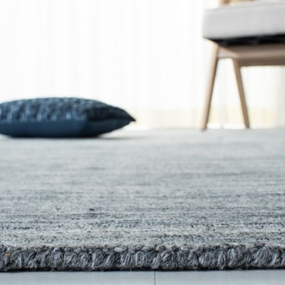 Gray Hand-Knotted Wool and Viscose Runner Rug