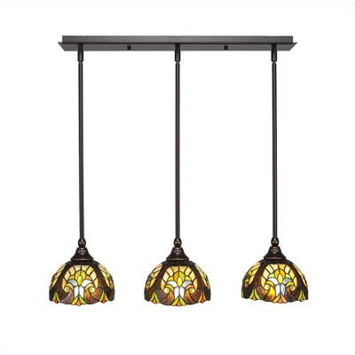 Toltec Lighting Any 3 - Light Chandelier in  Dark Granite with 7" Ivory Cypress Art Glass Shade