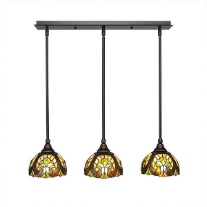 Toltec Lighting Any 3 - Light Chandelier in  Dark Granite with 7" Ivory Cypress Art Glass Shade - 1 of 1