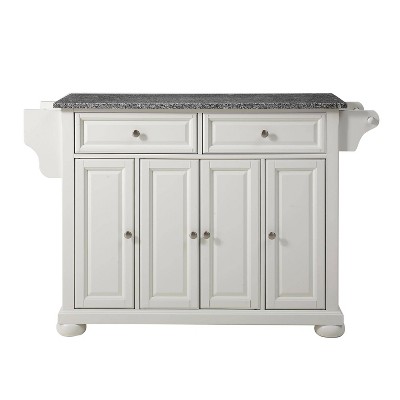Alexandria White Kitchen Island with Gray Granite Top