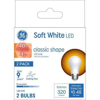 GE 4W 2pk LED A15 Medium Base Ceiling Fan Light Bulbs Soft White