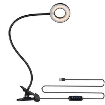 Capture Clip on Ring Light Table Lamp (Includes LED Light Bulb) Black - OttLite