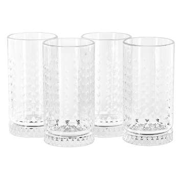 Gibson Home 4 Piece 16 Ounce Teardrop Embossed Glass Tumbler Set
