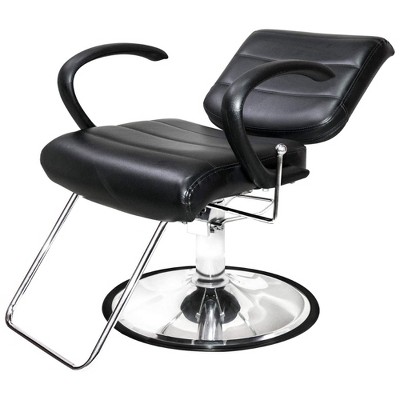Black Vinyl Upholstered Swivel Recliner Salon Chair