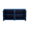 Sideboard Buffet Cabinet, Wooden Floor Storage Console Table, Sideboard Cabinet W/4 Honeycomb Pattern Designed Doors For Entryway Dining Room, Blue - 4 of 4