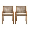 Set of 2 Acacia Wood Outdoor Dining Chairs with Cushions,Patio Dining Chair for Garden or Balcony,Weather Resistant Dining Chair-Coolbibila - 3 of 4