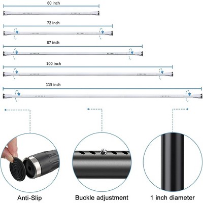 LunaLulinlk White Tension Curtian Rod No drill, 42 to 72 inch Adjustable Heavy Duty Shower Curtain Rod for Windows Bathroom Closet