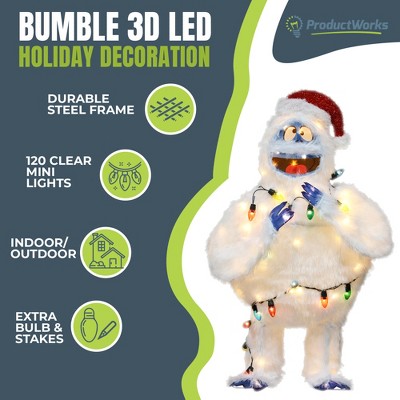 48-Inch White LED Bumble Christmas Yard Ornament with Multicolor Lights