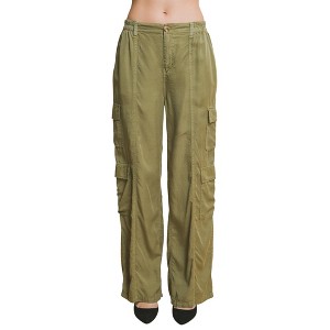 Slickblue Women's Full-Length Cargo Pants with Pockets - Tencel Fabric - Black or Light Olive - Size S-L - 1 of 4