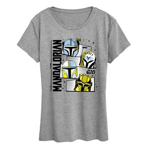 Women's - Star Wars - The Mandalorian Mando Helmet Grid Short Sleeve Graphic T-Shirt - 1 of 4