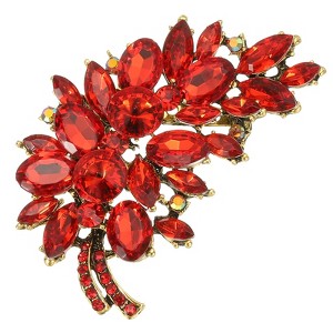 Unique Bargains Women's Flower Leaf Rhinestone Vintage Brooch Pin - 1 of 4