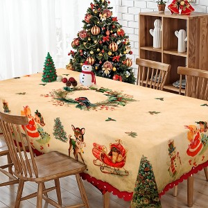 Christmas Tablecloth, Festive Holiday Dining Table Cover with Seasonal Patterns, Dustproof Easy-Care for Home Decor - 1 of 4