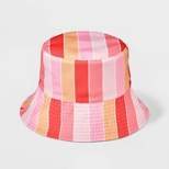 Girls' Reversible Striped Bucket Hat - Cat & Jack™ Pink
