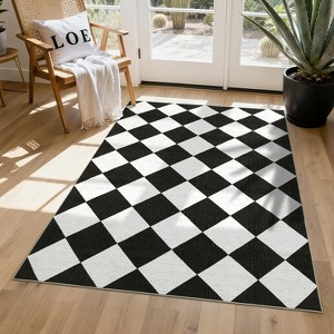 Coucheta Washable Checkered Area Rug, Non-Slip & Stain Resistant, Modern Geometric Plaid Carpet for Bedroom, Living Room, Hallway, Dining & Nursery - 1 of 4