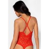 Smart & Sexy Women's Sheer Lace & Mesh Bodysuit Flame Scarlet