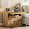 WOWLIVE Fluted Wood Nightstand with Charging Station, Modern Bedside Table with 2 Drawers & Pull-out Shelf for Living Room Bedroom - 4 of 4