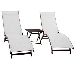 The Hamptons Collection 3 Piece White and Black Aluminium Folding Table and Reclining Chairs Set 69” - 1 of 3