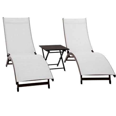 The Hamptons Collection 3 Piece White and Black Aluminium Folding Table and Reclining Chairs Set 69” - image 1 of 3