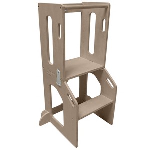 Busy Kids 2-in-1 Learning Tower/Kitchen Tower & Kids Art Desk – Natural - 1 of 4