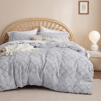 Bedsure | Solid Minimalist Embroidery Duvet Cover Set Cozy and Stylish Bedding Set