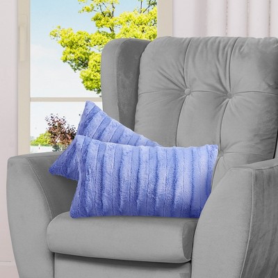 Cheer Collection Luxurious Faux Fur Throw Pillows Set of 2 - Veri Peri (12" x 20")