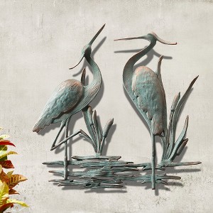 SPI Home Double Garden Heron Wall Plaque – 25” Metal Nature Wall Art, Coastal Outdoor Decor for Garden, Patio, or Porch - 1 of 3
