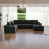 131.9"104.3" Plush Corduroy 4-Piece Modular Sectional Sofa with No Assembly Required and Comfortable Chaise Lounge - 3 of 4