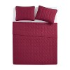 VCNY 3pc Full/Queen Circle Pinsonic Quilt Set Red: Hypoallergenic, Embroidered Microfiber, Includes 2 Shams - 3 of 4