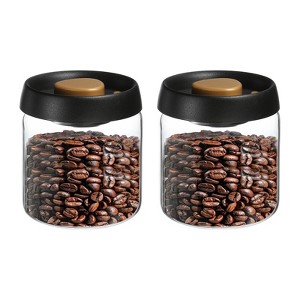 Unique Bargains Glass Airtight Vacuum Seal Coffee Bean Containers 17oz 2 Pcs - 1 of 4