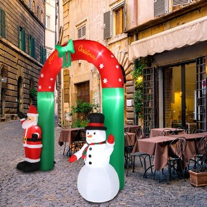 8ft with Santa Snowman 7 Lights Inflatable Festive Arch Decoration - 1 of 4