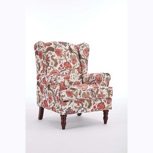 Tinyhomie 30 Inch Pale Blue 360 Swivel Upholstered Accent Chair Solid Wood Armrests - 1 of 4